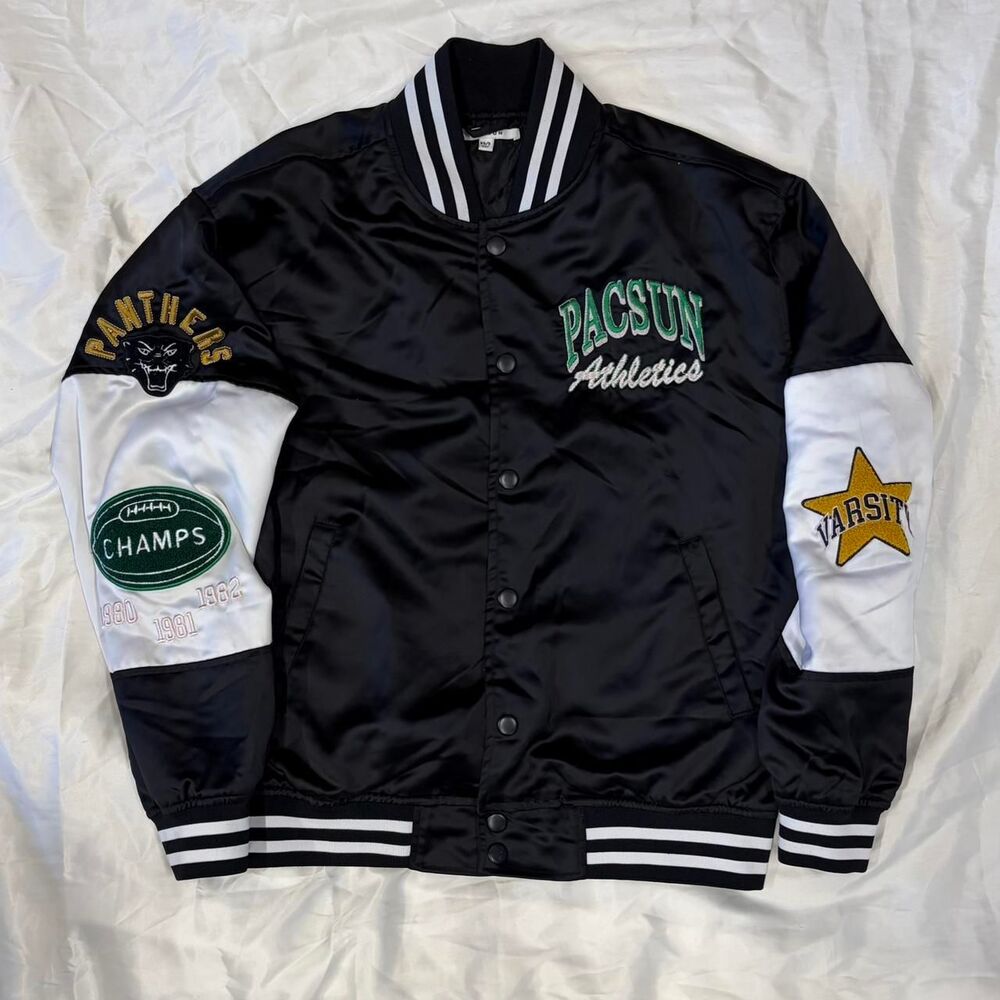 Pacsun Athletics Satin Bomber Sport Graphics Panthers